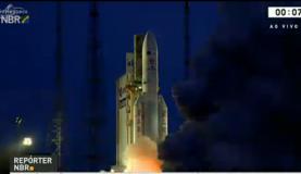 A decolagem foi considerada perfeita pelo centro de controles da ArianespaceReprodução/TV NBr