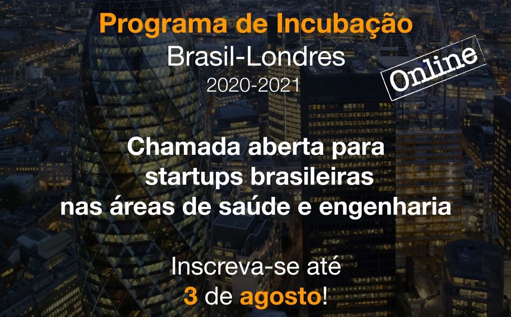 Programa de Incubação Brasil-Londres abre chamada para startups brasileiras nas áreas de saúde e engenharia